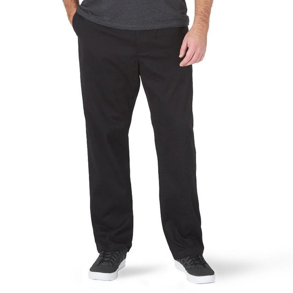Lee Men's Extreme Comfort MVP Straight-Fit Flat-Front Pants - Black - 36W - NWOT